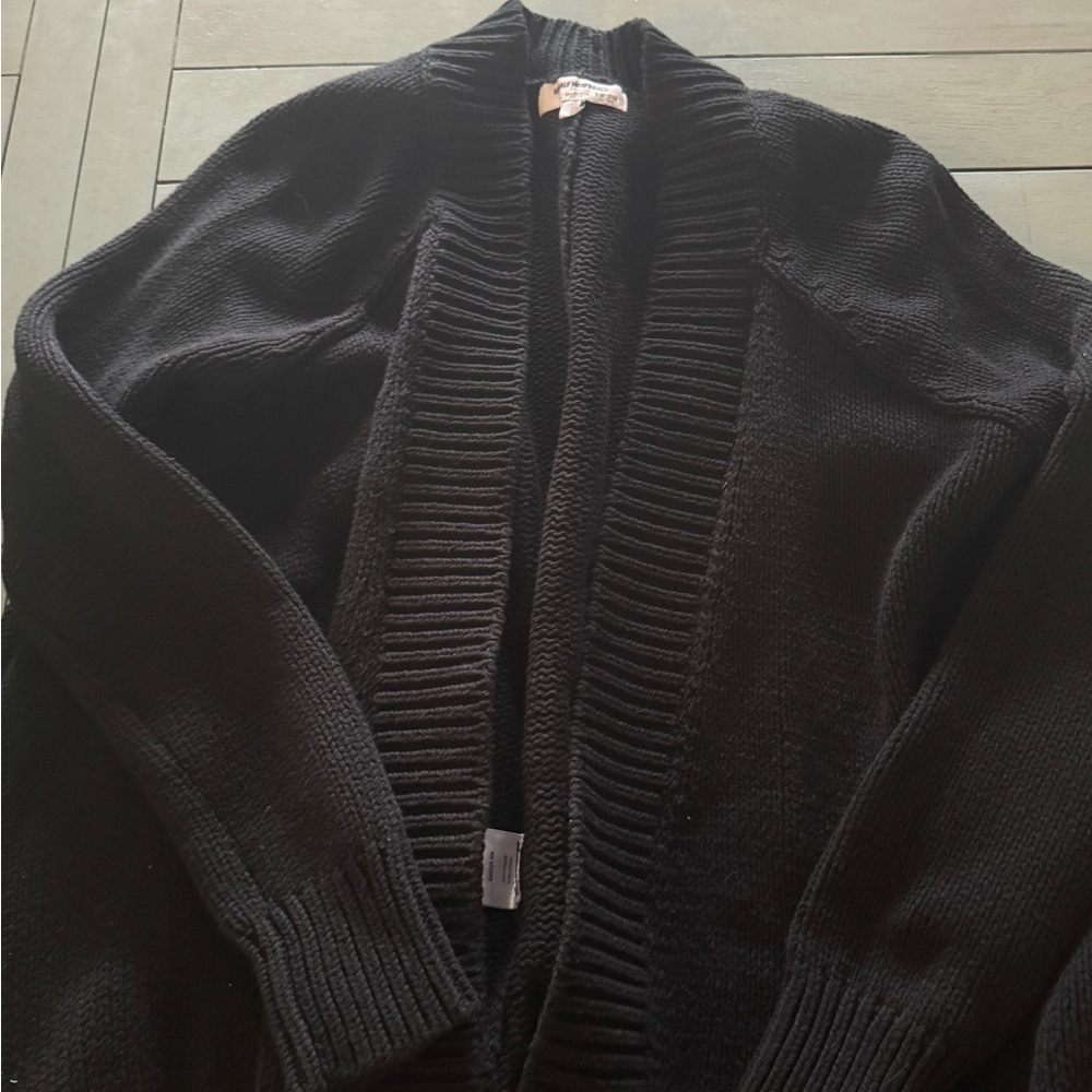 KAUFMAN FRANCO | Loose heavy black ribbed cotton cardigan Sz Small - Picture 6 of 8